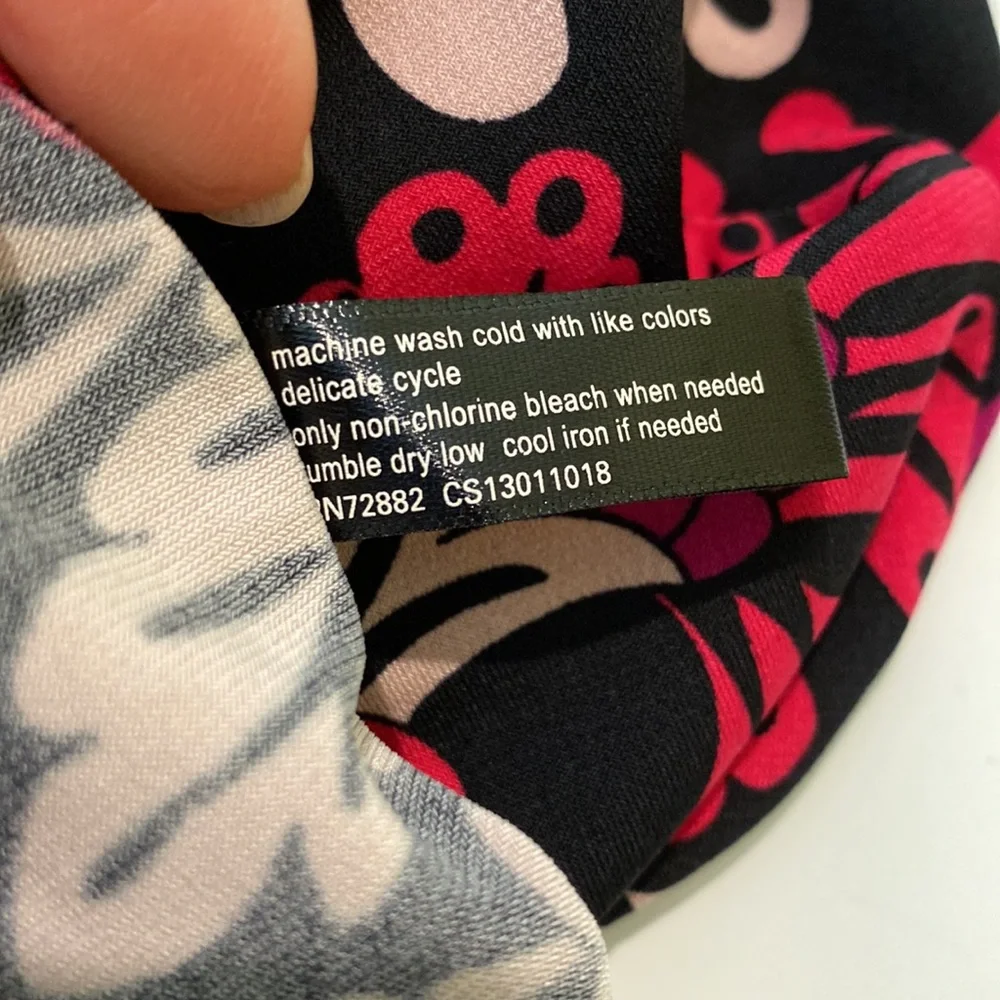 Fashion Bug Sleeveless Printed Pink and Black Dress, Large - Picture 8 of 9